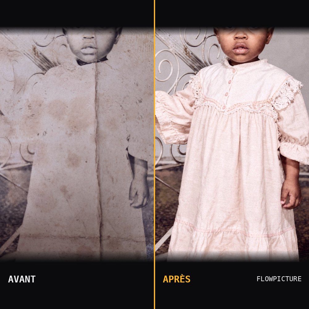 Colorisation d’une photo d’enfance, avant et après